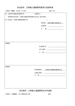 安全防护、文明施工措施费用使用计划报审表