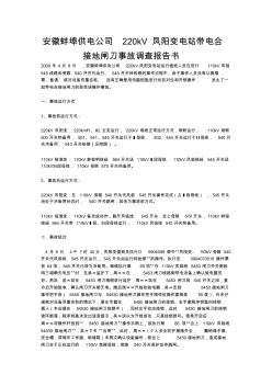 安徽蚌埠供电公司220kV凤阳变电站带电合接地闸刀事故调查报告书
