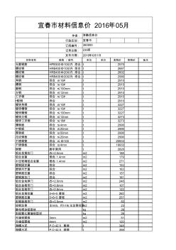 宜春市材料信息价2016年5月