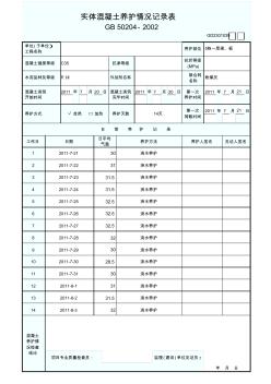 实体混凝土养护情况记录表