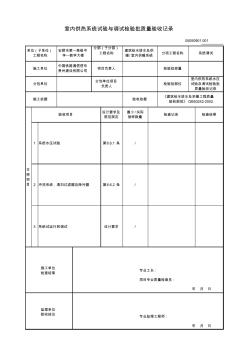 室內(nèi)供熱系統(tǒng)水壓試驗(yàn)及調(diào)試檢驗(yàn)批質(zhì)量驗(yàn)收記錄