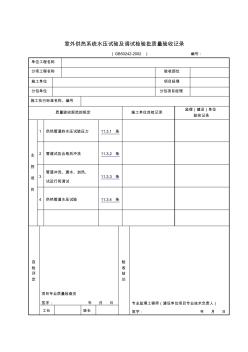 室外供熱系統(tǒng)水壓試驗(yàn)及調(diào)試檢驗(yàn)批質(zhì)量驗(yàn)收記錄