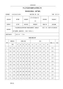 寿命测试报告材料排气扇试产成品机测试1