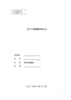 小城鎮(zhèn)建設論文