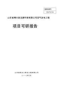山东省博兴县洁源环保有限公司沼气发电工程可行性研究报告