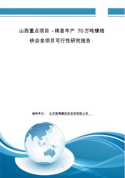 山西重点项目-绛县年产70万吨镍铬铁合金项目可行性研究报告