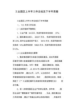 工业园区上半年工作总结及下半年思路