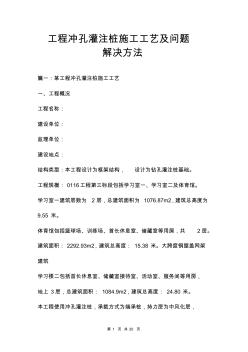 工程沖孔灌注樁施工工藝及問題解決方法兩篇