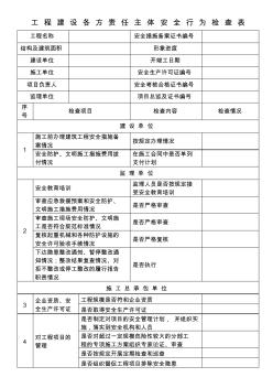 工程建設(shè)各方責(zé)任主體安全行為檢查表