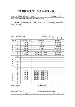 工程月形象进度计划完成情况报表