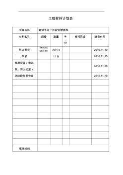 工程材料計(jì)劃表