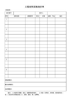 工程材料询价单