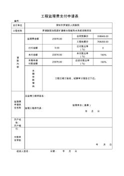 工程监理费支付申请表