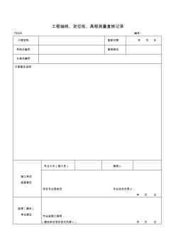 工程軸線、定位樁、高程測量復核記錄樣本