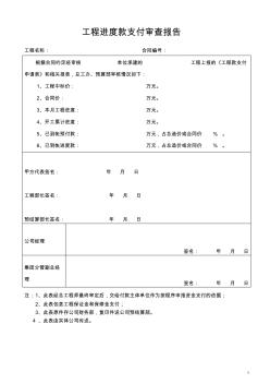 工程进度款支付审查报告