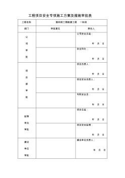 工程项目安全专项施工方案及措施审批表