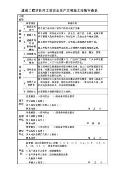 工程项目开工前安全生产文明施工措施审查表