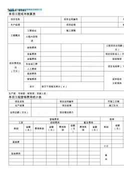 工程项目成本核算表格