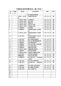 工程验收资料档案目录(施工单位)