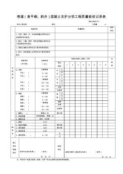 巷道(含平硐、斜井)混凝土支護(hù)分項(xiàng)工程質(zhì)量驗(yàn)收記錄表