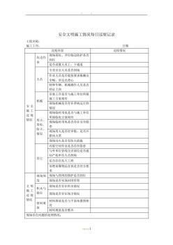 市政工程安全文明施工情况每日巡察记录