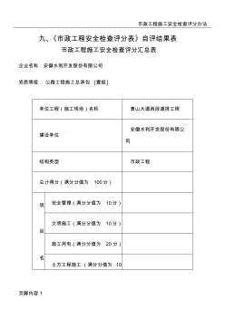 市政工程施工安全检查评分汇总表