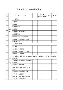 市政工程竣工档案移交清单