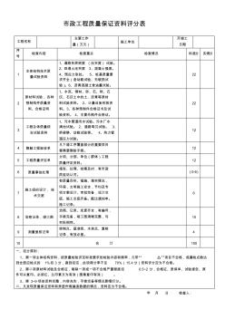 市政工程质量保证评分表