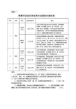 常德市征收农用地有关设施的补偿标准