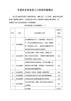 年度安全資金投入計(jì)劃和實(shí)施情況(第2頁要簽字蓋章)