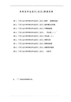 广东工业大学毕业设计(论文)相关表格下载