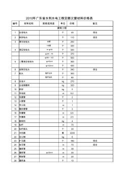 广东省水利水电工程2010年次要材料价格表