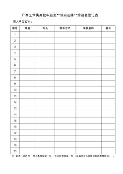 广西艺术类高校毕业生双向选择洽谈会登记表