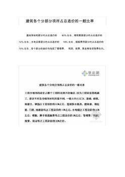 建筑各个分部分项所占总造价一般比率