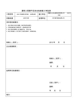 建筑工程春节后安全检查复工审批表2