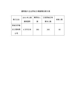 建筑施工企业劳动力调查情况统计表