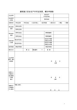 建筑施工安全生产许可证变更、增补申请表