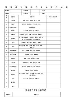建筑施工現(xiàn)場(chǎng)安全檢查日檢表