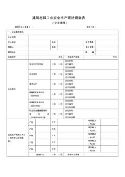 建筑材料工业安全生产现状调查表