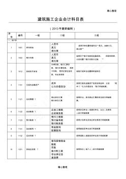 建筑现场施工企业会计科目表格模板