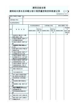 建筑設(shè)備安裝建筑給水排水及采及暖分部工程質(zhì)量控制資料核查記錄(一)