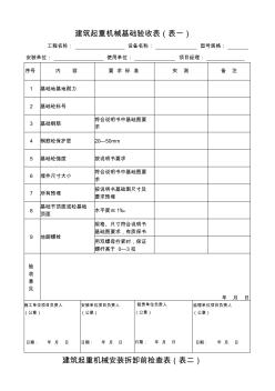 建筑起重機(jī)械基礎(chǔ)驗(yàn)收表表一