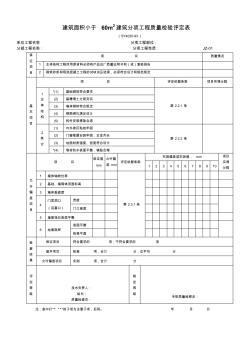 建筑面积小于60m2建筑分项工程质量检验评定表