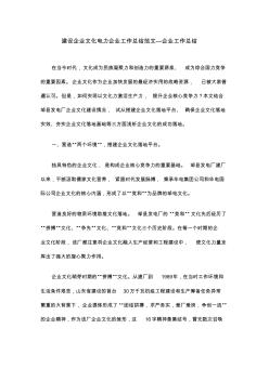 建设企业文化电力企业工作总结范文—企业工作总结