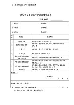 建设单位安全生产行为监督检查表