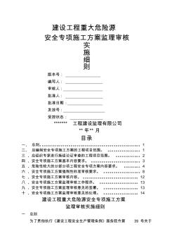 建设工程重大危险源安全专项施工方案监理审核实施细则