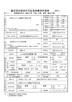 建设项目规划许可及其他事项申报表(样本)