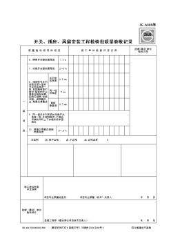 開關(guān)、插座、風(fēng)扇安裝工程檢驗(yàn)批質(zhì)量驗(yàn)收記錄SG-A086續(xù)