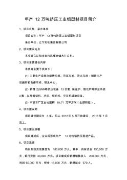 忠旺年产12万吨挤压工业铝型材项目基本情况