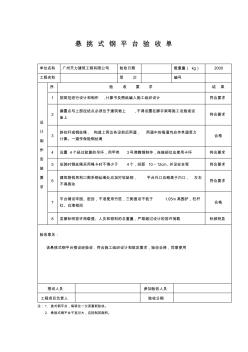 悬挑式钢平台验收单及悬挑式卸料平台安装安全技术交底